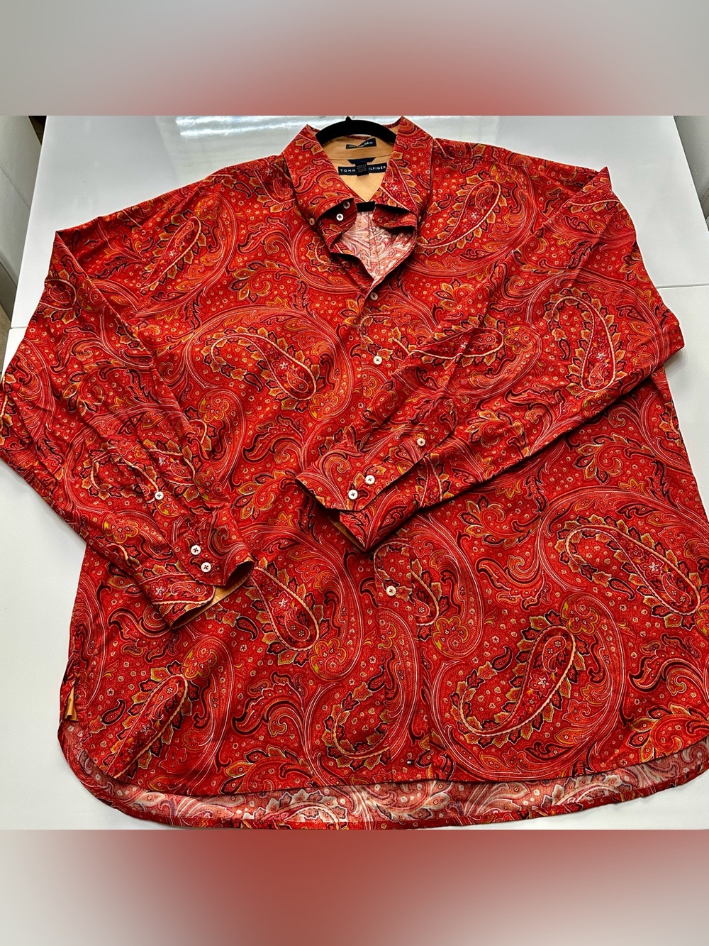 Tommy Hilfiger Orange Paisley Button-Down Shirt